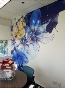 resfreshing office walls with vinyl orchid design