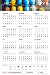 ARC 2019 Calendar with images of hard hats