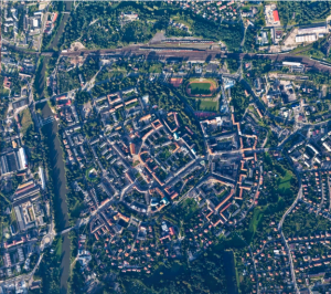 aerial image of a construction site